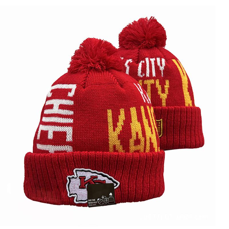 Kansas City Beanie Football Knit Beanie Pom Hat for Men Sport Fans Winter Cuffed Cap