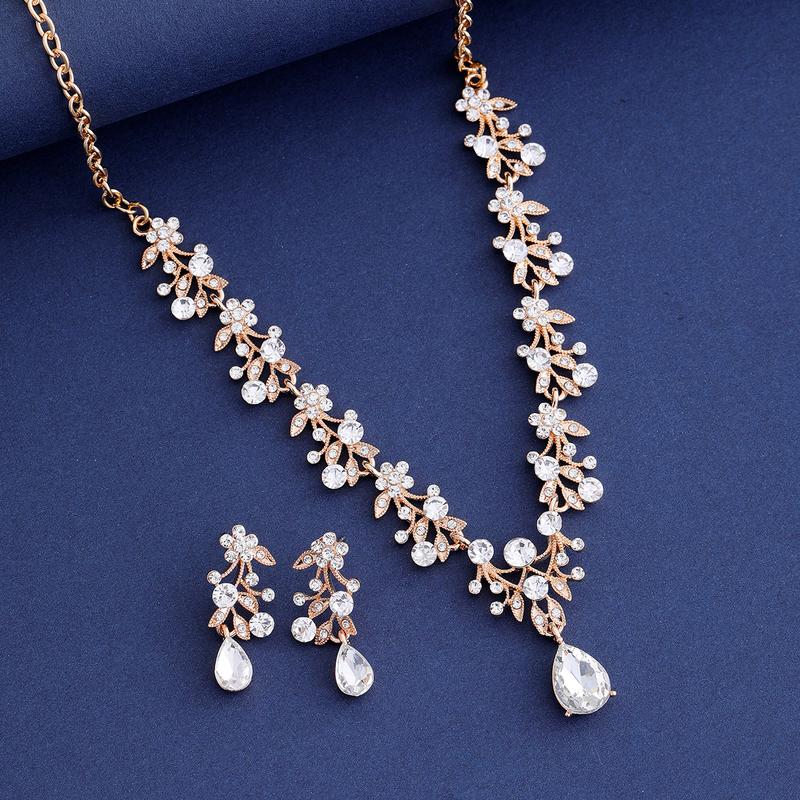 Water Drop Pendant Necklace Earring Set for Women