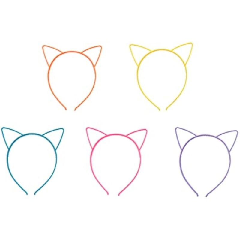 5 Pack Cat Ear Headband Plastic Cute Multi Color Hair Bands Hair Hoops Headwear Accessories for Women Girls Birthday Parties Decoration Costume Daily Wear