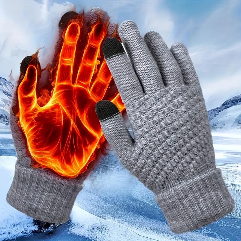 Winter gloves - Knit Thermal Winter Gloves - 1 2 3 Pairs, Solid Color, Touch Screen, Thickened - For Cycling, Hiking -  Sports Enthusiasts, Outdoor Lovers - Stay Warm and Connected - Warmth! Touch! Adventure! Conquer!