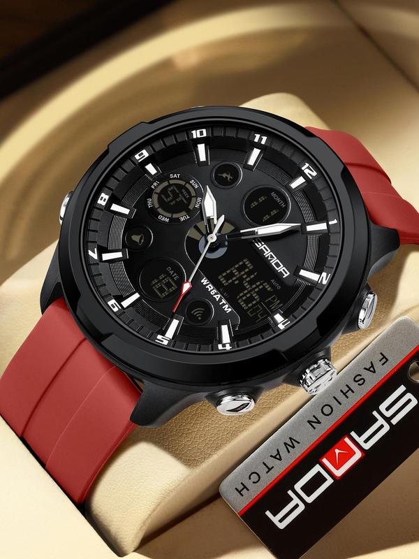 Men's Fashion Round Dial Analog-digital Quartz Watch, Waterproof Casual Sporty Waterproof Digital Wristwatch, with Box, Fashion Watch for Party, Daily Decor, Trendy All-match & Exquisite Watch for Gift