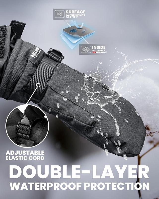 Ski Mittens for Women & Men,  & Windproof Ski Gloves, Winter Warm Snowboarding Gloves