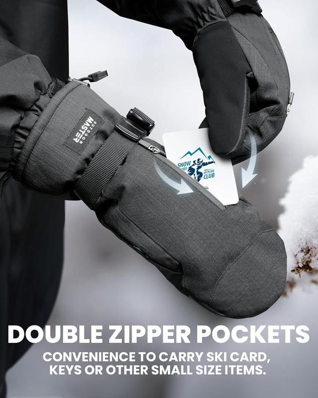 Ski Mittens for Women & Men,  & Windproof Ski Gloves, Winter Warm Snowboarding Gloves