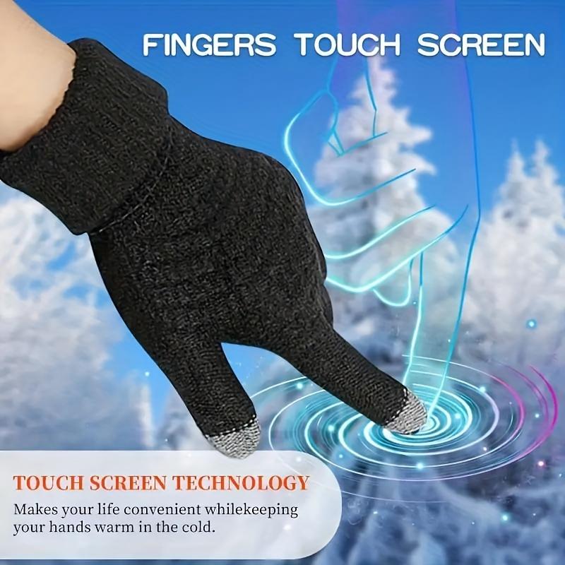 Winter gloves - Knit Thermal Winter Gloves - 1 2 3 Pairs, Solid Color, Touch Screen, Thickened - For Cycling, Hiking -  Sports Enthusiasts, Outdoor Lovers - Stay Warm and Connected - Warmth! Touch! Adventure! Conquer!