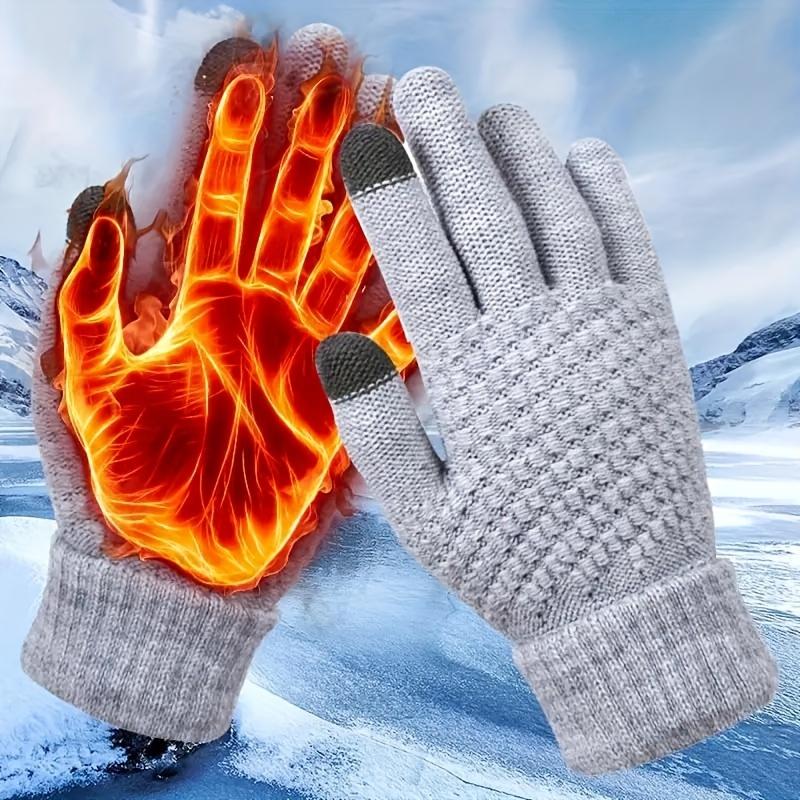 Winter gloves - Knit Thermal Winter Gloves - 1 2 3 Pairs, Solid Color, Touch Screen, Thickened - For Cycling, Hiking -  Sports Enthusiasts, Outdoor Lovers - Stay Warm and Connected - Warmth! Touch! Adventure! Conquer!