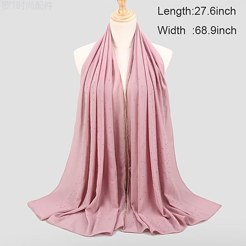 Luxurious Soft Chiffon Scarf for Women - Solid Color, Flash Faux Diamond Accents, Long Sunscreen Hijab with Wrinkle-Resistant Fabric, Perfect for Outdoor Activities and Everyday Wear