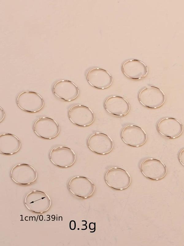 Unisex Simple Style Nose Rings for Gift, 20pcs box Minimalist Trendy Hoop Nose Ring, Nose Piercing Jewelry, Fashionable Body Jewelry for Women & Men for Daily Decoration