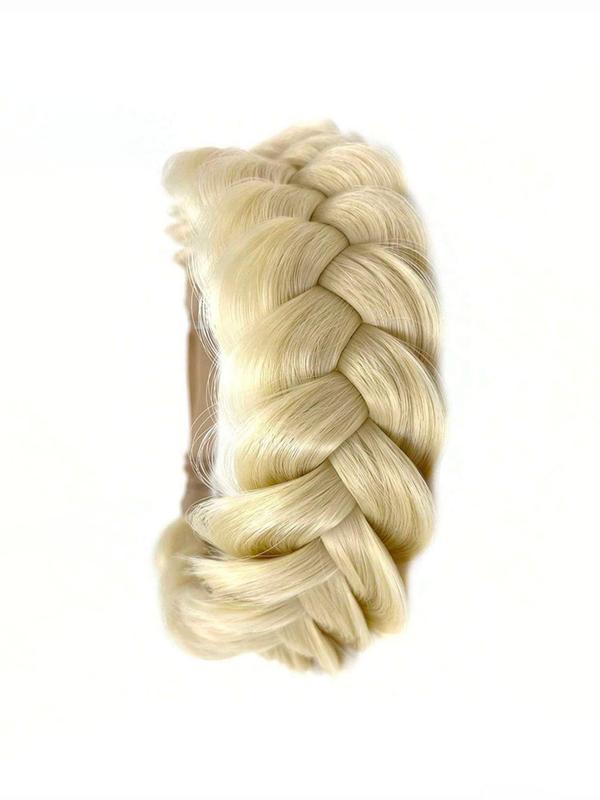 Women's 14inch Long Braided Ponytail Hair Extensions, Natural Fluffy Synthetic Hair Extensions with Hair Band, Braided Hairpiece for Daily & Party Use