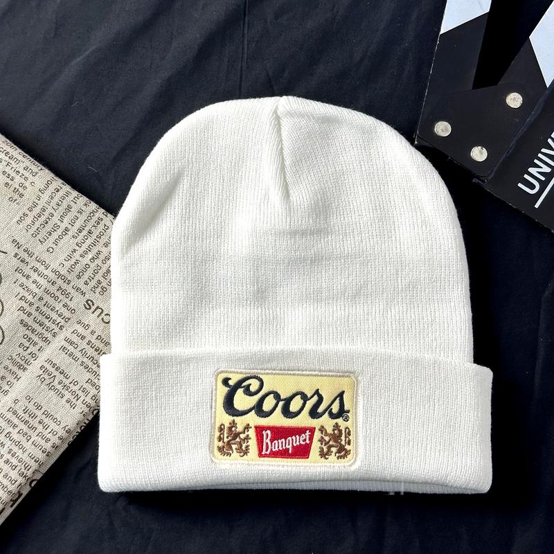 Coors Banquet Logo Embroidered Patch Beanie Winter Hat Classic Beanies for Adults Winter Beanies Warm Hats