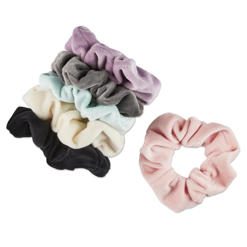 Scunci The Original Scrunchie Hair Ties in Soft Velour, Assorted Pastels and Black, 6 Ct