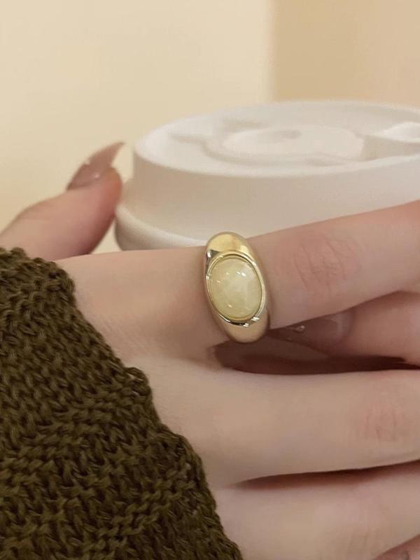 Vintage Style Stone Decor Cuff Ring, Fashionable Jewelry for Women & Girls, Retro Fashion Jewelry for Party, Daily Clothing Decor, Trendy All-match & Exquisite Jewelry for Birthday Gift