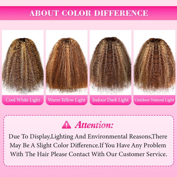 Ombre 4 27 Highlight Kinky Curly Hair Wear Go Glueless Wig Affordable Colored Human Hair Glueless Wigs For Women Brown And Blonde Hair Wigs