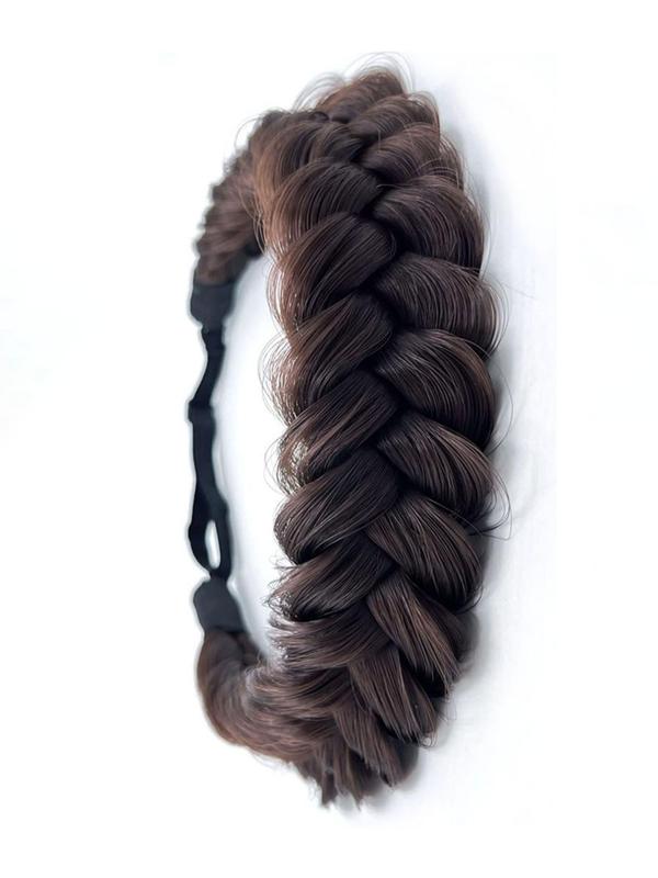 Women's 14inch Long Braided Ponytail Hair Extensions, Natural Fluffy Synthetic Hair Extensions with Hair Band, Braided Hairpiece for Daily & Party Use