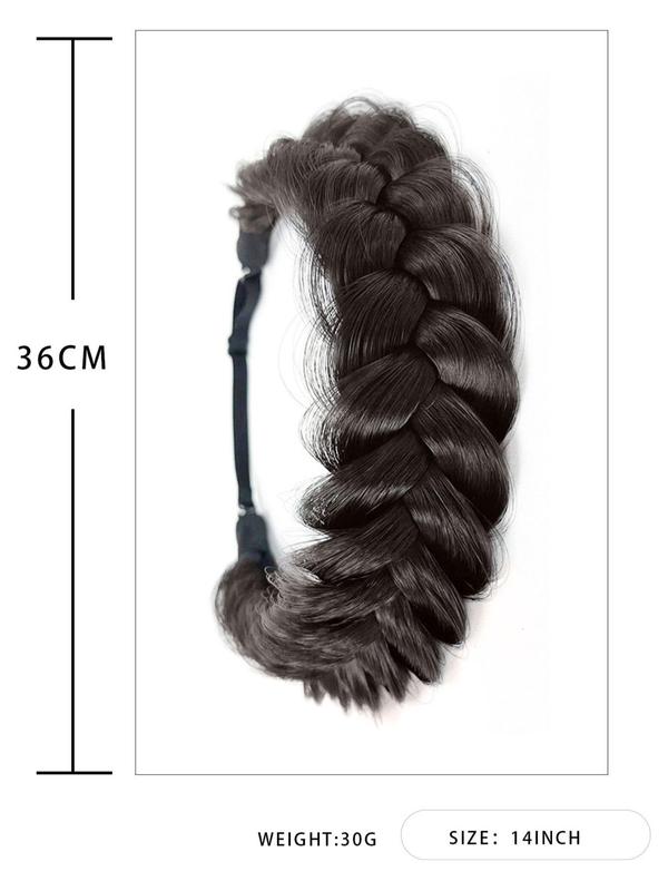 Women's 14inch Long Braided Ponytail Hair Extensions, Natural Fluffy Synthetic Hair Extensions with Hair Band, Braided Hairpiece for Daily & Party Use