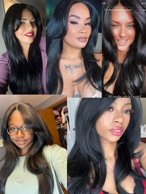 26 Inch Layered Long Lace Front Straight Wigs for Women, Fall Hair Trends 2024, Natural Looking Trendy Gorgeous Fluffy Wigs with Curtain Bangs for Back To School Summer Hairstyles