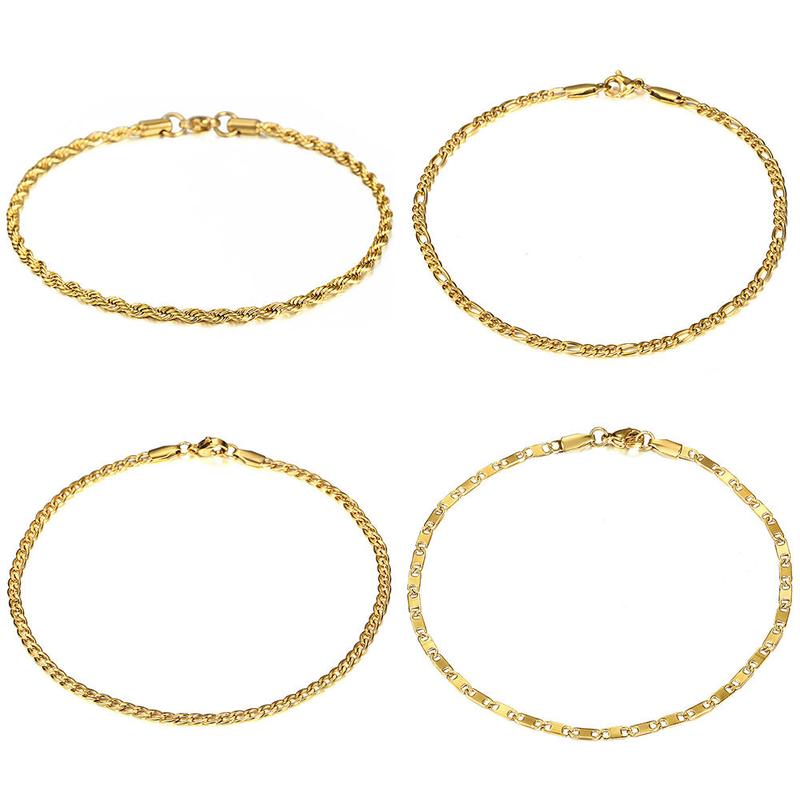 Hermah Gold Color Anklet for Female Women Summer Jewelry 3MM 10