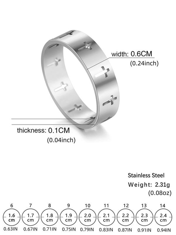 Unisex Street Trend Hollow out Cross Design Promise Ring, 2024 New Trendy Minimalist Engagement Ring for Couple, Chic All-match Jewelry As Gift for Boyfriend & Girlfriend