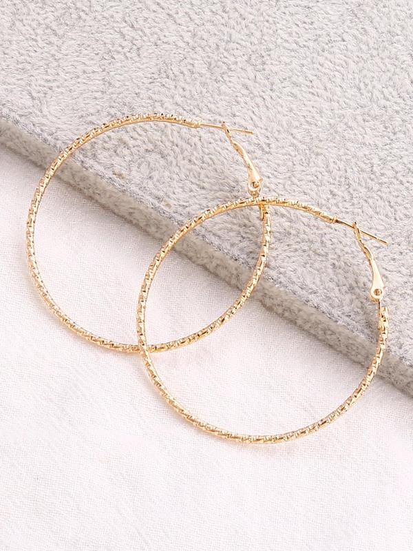 1 Pair Women's Elegant Fashion Exaggerated Hoop Earrings, Casual Trendy Jewelry, Simple Round Ear Jewelry For Daily Wear