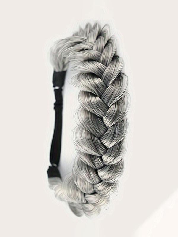 Women's 14inch Long Braided Ponytail Hair Extensions, Natural Fluffy Synthetic Hair Extensions with Hair Band, Braided Hairpiece for Daily & Party Use