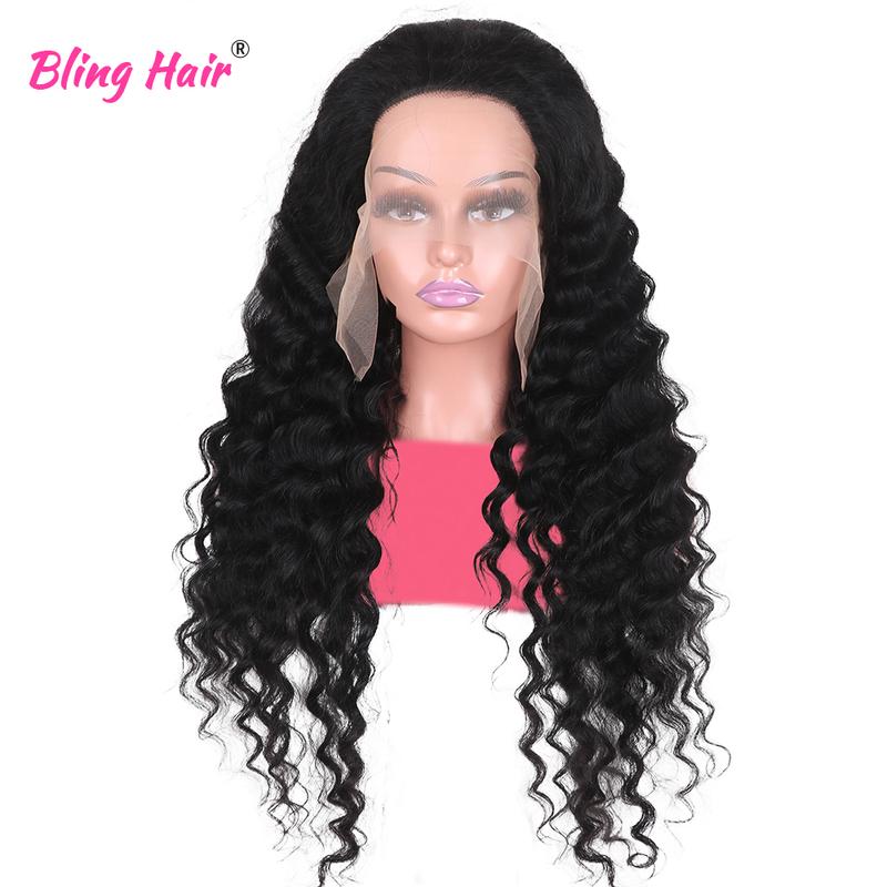 Bling Hair Brazilian 30 Inches Deep Wave 13x4 13x6 Transparent Front Human Hair Wigs 13x4 Curly Water Wave Lace Frontal Wigs For Woman