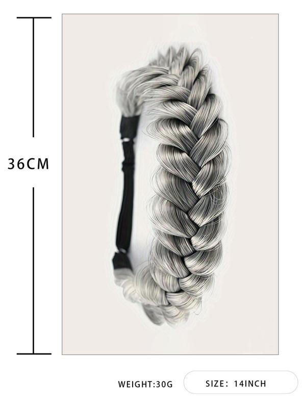 Women's 14inch Long Braided Ponytail Hair Extensions, Natural Fluffy Synthetic Hair Extensions with Hair Band, Braided Hairpiece for Daily & Party Use