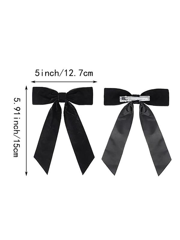 Solid Color Velvet Bow Decor Hair Clips, Cute Hair Accessories for Women & Girls, Minimalist Headwear Suitable for Thick Hair