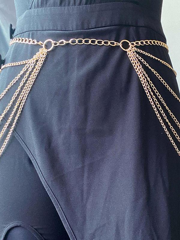 Women's Simple Style Plain Color Chain Waist Chain, Fashionable Tiered Layer Design Waist Chain for Party, Trendy All-match Waist Chain for Birthday Gift