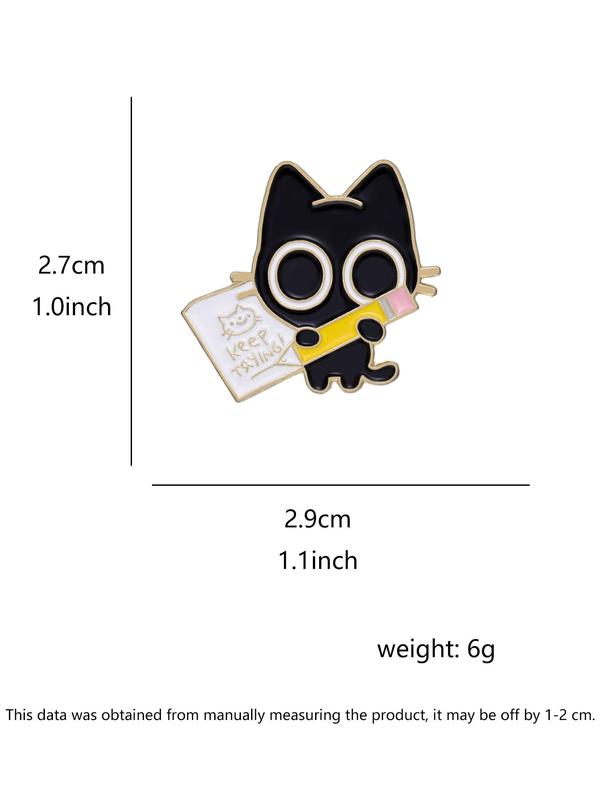 Cute Cat & Letter Design Brooch Pin, Fashion Alloy Badge for Daily Clothing Decor, Clothes Accessories for Men & Women