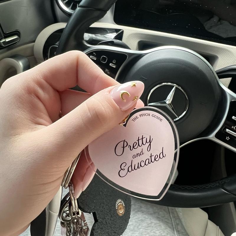 The Psych Guide Pretty and Educated Baby Pink Heart-shaped Keychain - Perfect Accessory for Students and Education Enthusiasts