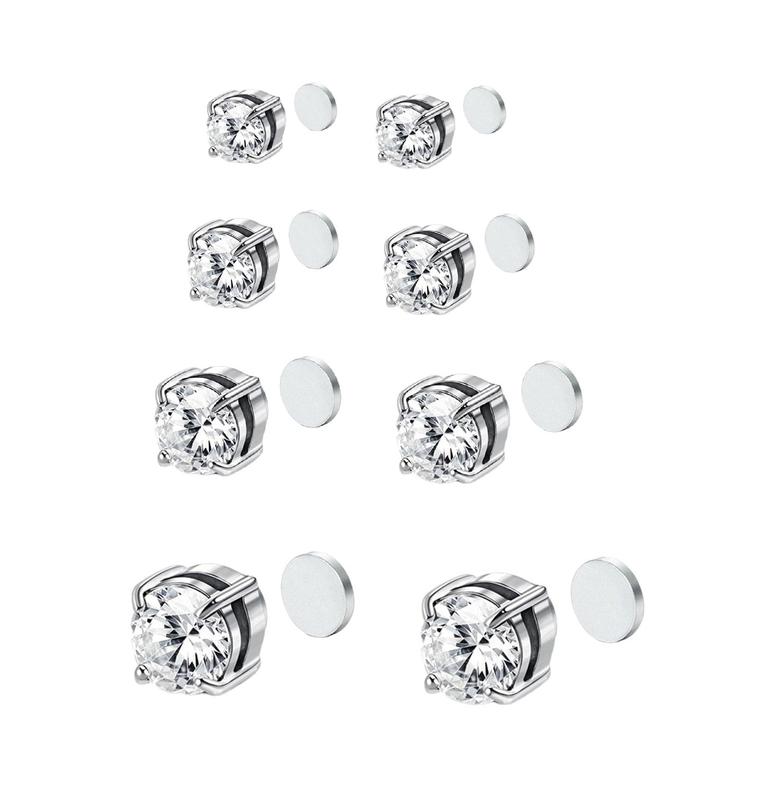 1 2pack Magnetic Earrings, Non-piercing Stainless Steel Magnetic Stud Earrings for Men Women Non Piercing Clip on Earrings