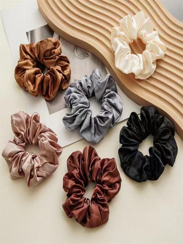 Multi-color Assorted Scrunchie Set, Women's Fashion Bright Satin Hair Ties, Hairstyle Tools, High Elasticity and Comfort Holiday Gifts Decorations. Suitable for Festivals, Travel