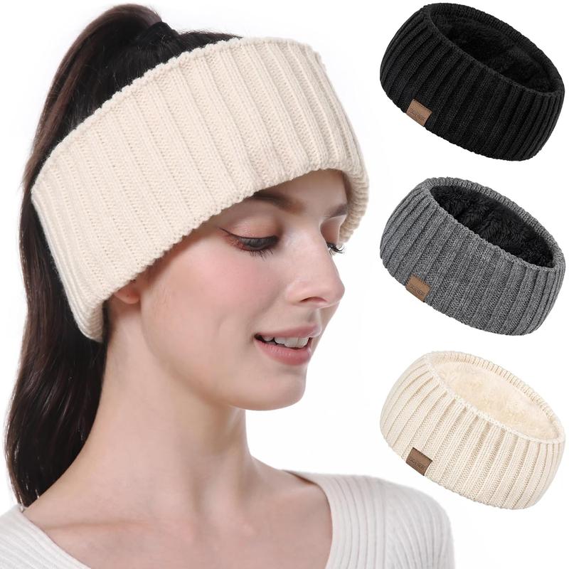 Winter Headbands for Women 3 Pack Knit Ear Muffs With Thick Fleece Lined Cold Weather Ear Warmers Christmas Stocking Stuffers Gifts