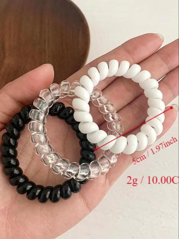 6pcs Solid Color Coil Wire Design Hair Tie Set for Women, Simple Cute Decorative Ponytail Holder, High Stretch Hair Elastic, Minimalist Hair Accessory