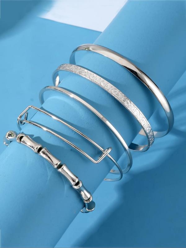 Women's Elegant Mixed Bamboo Joint Design Cuff Bangle, Fashion Matching Jewelry for Party, Daily Clothing Decor, Trendy All-match & Exquisite Jewelry for Birthday Gift