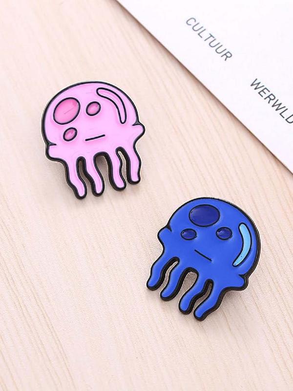 Cute Cartoon Jellyfish Design Brooch, Fashion Alloy Badge for Women & Men, Enamel Pin Suitable for Backpacks, Jeans, Scarves, Hats Decoration