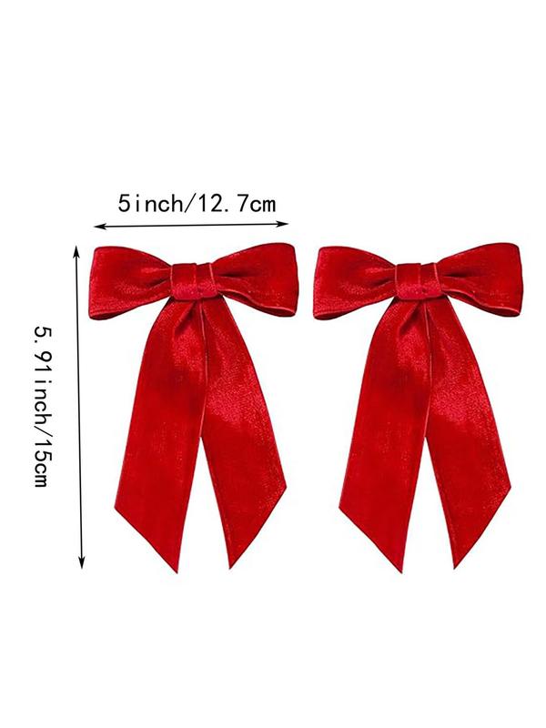 Solid Color Velvet Bow Decor Hair Clips, Cute Hair Accessories for Women & Girls, Minimalist Headwear Suitable for Thick Hair