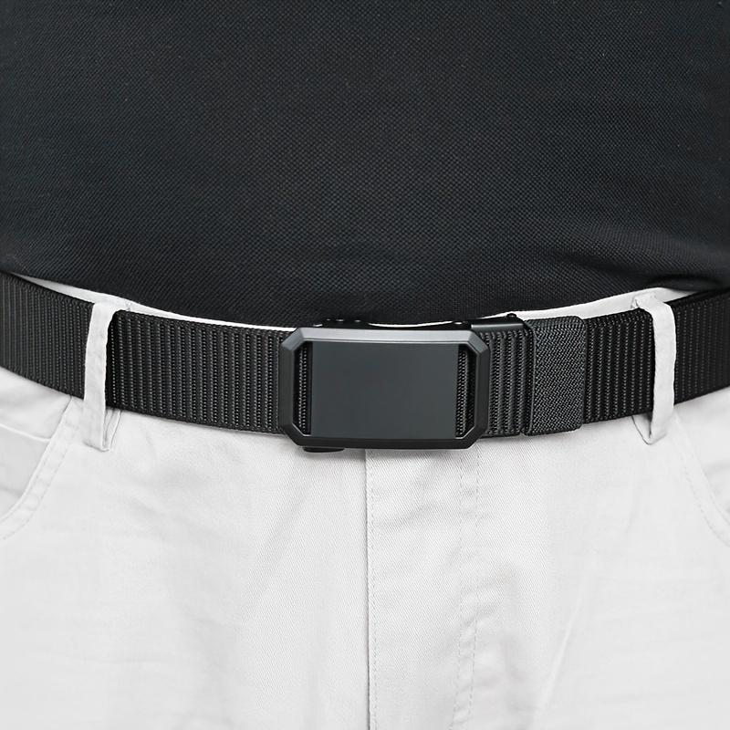 3-Pack Men's Durable Nylon Canvas Belt with Automatic Buckle-Versatile and Stylish, Suitable for Outdoor Activities, Black