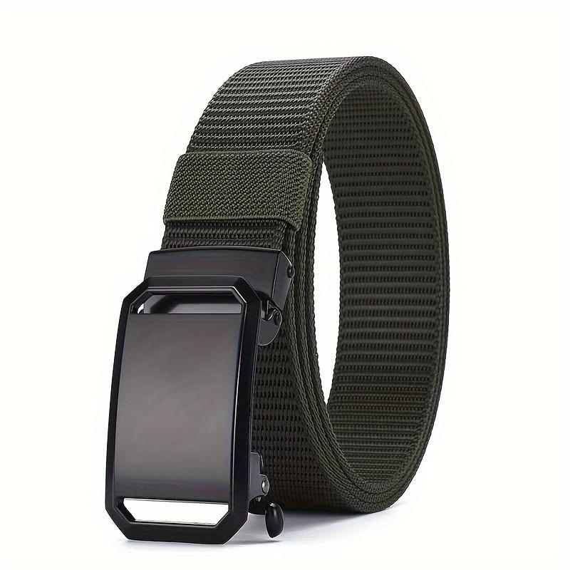 3-Pack Men's Durable Nylon Canvas Belt with Automatic Buckle-Versatile and Stylish, Suitable for Outdoor Activities, Black