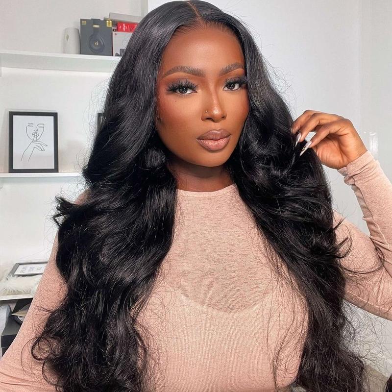 250% Density Lace Front Loose Wave 6x4 Glueless Pre-cut Pre bleached Wigs with Curtain Bangs Glueless Lace Body Wave Wig For Women-Amanda Hair Shop