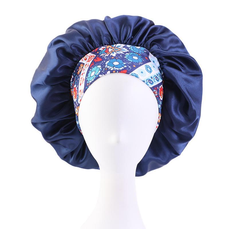 Floral Printed Satin Bonnet for Hair Treatment, Ethnic Style Stretchable Wide Brim Hair Care Beauty Perm Cap Hair Styling Tools, Birthday Gifts, Christmas Gift