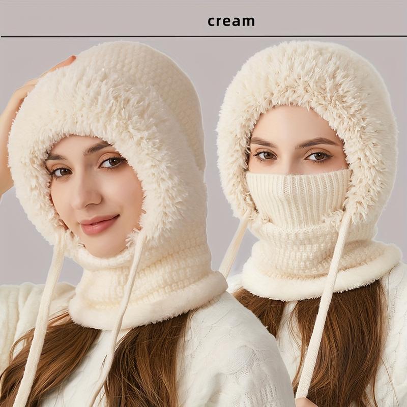 Women's 3-in-1 Winter Hat with Ear Flaps, Neck Warmer & Face Mask - Cozy Fleece-Lined Knit Beanie for Ultimate Warmth