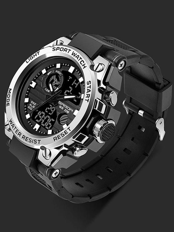 Men's Sportive Digital Watch, Fashionable Digital Watch with Luminous Dial & Alarm & Date Display Function, Waterproof Watch for Men with Box