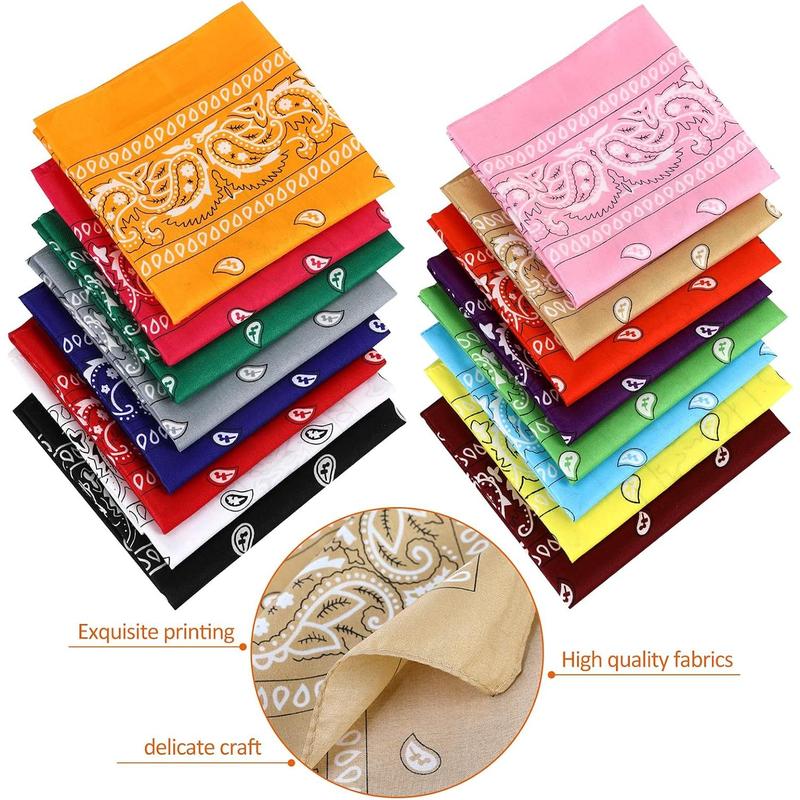 16 Count Bandanas Multi-Purpose Party Outdoor Favor Scarf Headband Handkerchiefs for Unisex Women Men Boy Girls