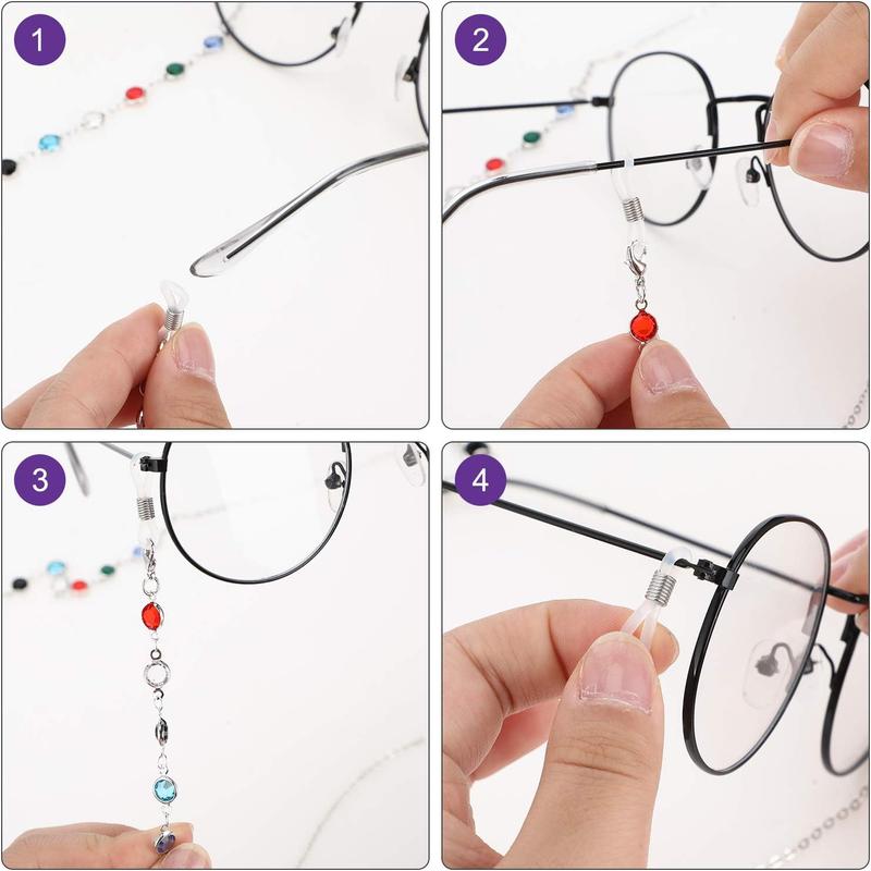 8 Count Eyeglasses Chains Beaded Sunglasses Strap Holder Elegant Eyewear Retainer Chain, 8 Styles