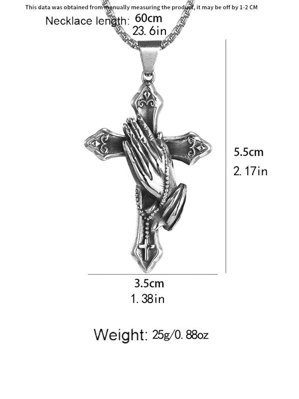 Vintage Cross Pendant Necklace for Men & Women, Stainless Steel Charm Necklace for Party, Daily Decor, Trendy All-match Goth Jewelry for Birthday Gift