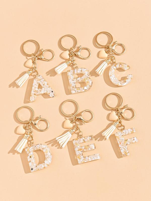 Fashion Letter & Tassel Design Keychain, Cute Keychain for Women & Men, Trendy All-match & Exquisite Keychain for Birthday Gift