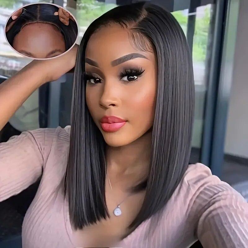 12inch Glueless Bob Hair Wig Human Hair Ready To Wear Straight HD Transprent 5X6 Lace Closure Wigs For Women Pre Plucked Pre Cut Short Bob Wigs