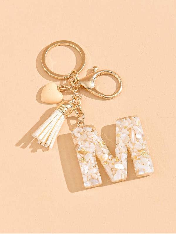 Fashion Letter & Tassel Design Keychain, Cute Keychain for Women & Men, Trendy All-match & Exquisite Keychain for Birthday Gift