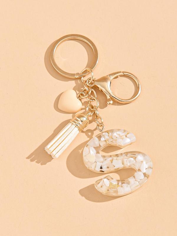 Fashion Letter & Tassel Design Keychain, Cute Keychain for Women & Men, Trendy All-match & Exquisite Keychain for Birthday Gift