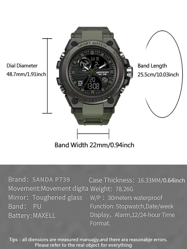 Men's Sportive Digital Watch, Fashionable Digital Watch with Luminous Dial & Alarm & Date Display Function, Waterproof Watch for Men with Box